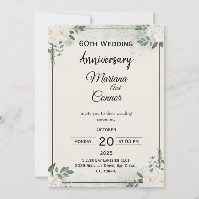Cartes d'anniversaire de mariage à la végétation c (Devant)