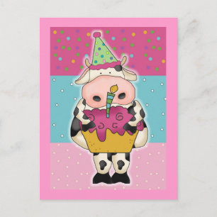 Cartes d'anniversaire de vache et Postage