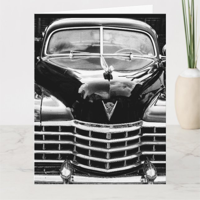 CARTES D'ANNIVERSAIRE DE VOITURE CLASSIQUE NOIRE (Devant)