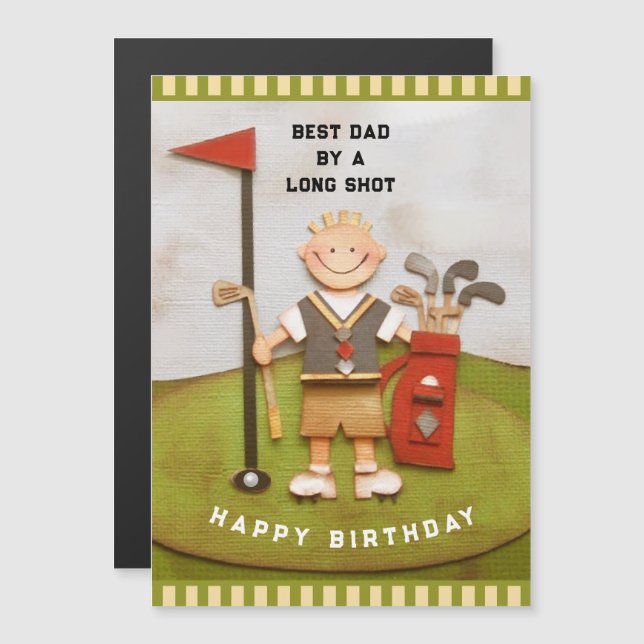 Cartes d'anniversaire du père de golf (Devant / Derrière)