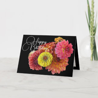 Cartes d'anniversaire florales roses orangées Dahl