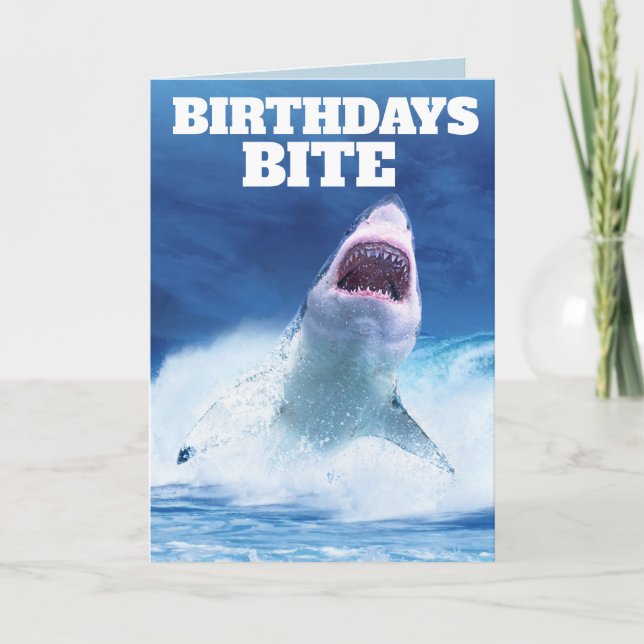 CARTES D'ANNIVERSAIRE FUNNY SHARK BIRTHDAYS BIRTHD (Devant)