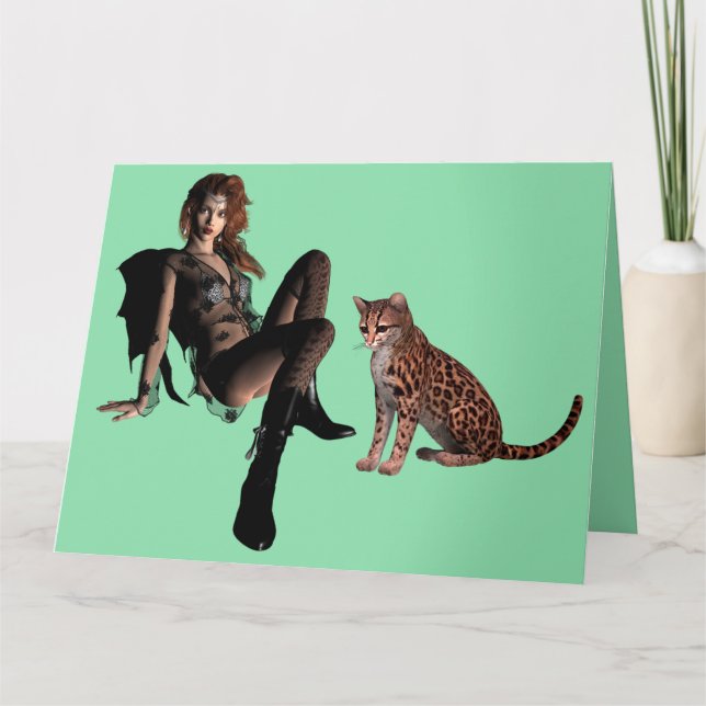 CARTES D'ANNIVERSAIRE GOTHIQUE ET CHAT (Devant)