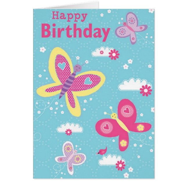 Cartes d'anniversaire joyeuses aux papillons (Devant)