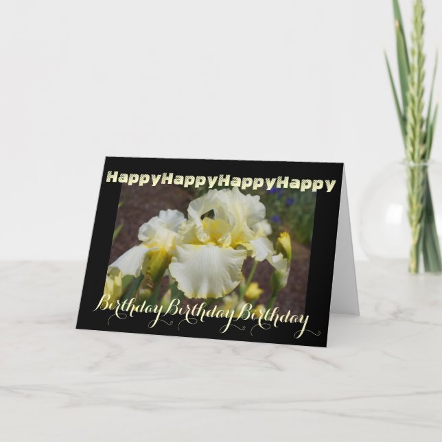 Cartes d'anniversaire joyeux Iris Fleurs Unique (Devant)