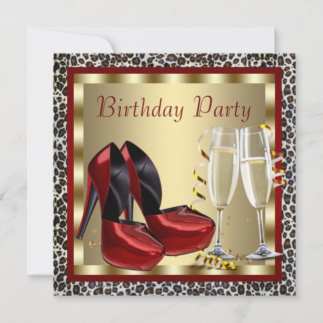 Cartes d'anniversaire léopard Chaussures à talons  (Devant)