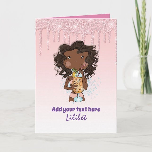 Cartes d'anniversaire Melanin Princess pour tous l (Devant)