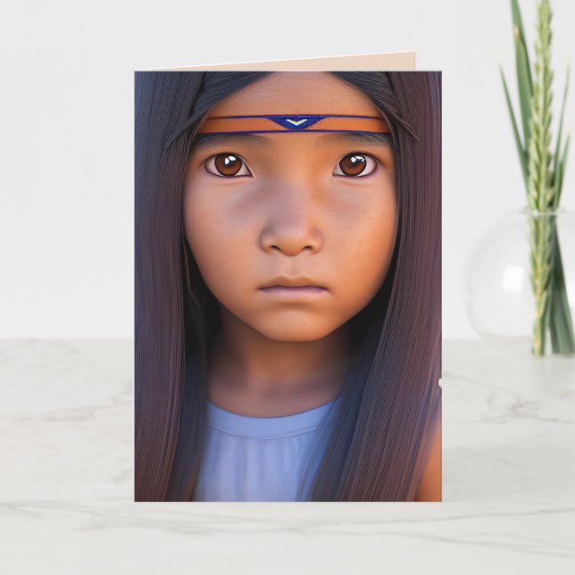 CARTES D'ANNIVERSAIRE NATIVE AMERICAN BOY PAPOOSE  (Devant)