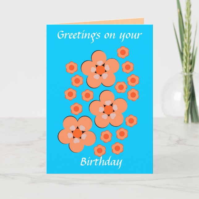 Cartes d'anniversaire oranges florales (Devant)