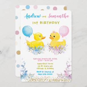 Cartes d'anniversaire pour canard en caoutchouc po