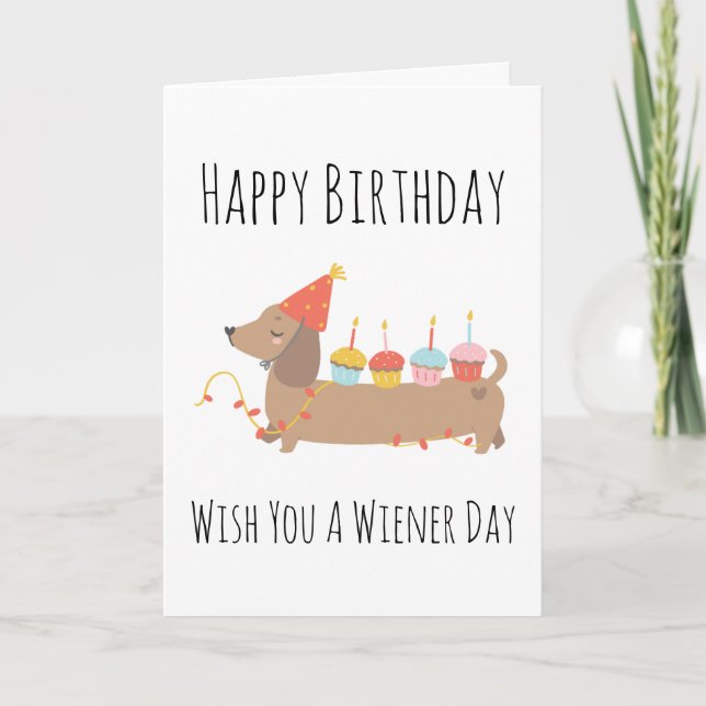 cartes d'anniversaire pour chien de saucisse (Devant)