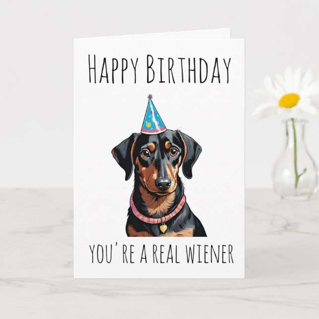 cartes d'anniversaire pour chien de saucisse (Petite plante)