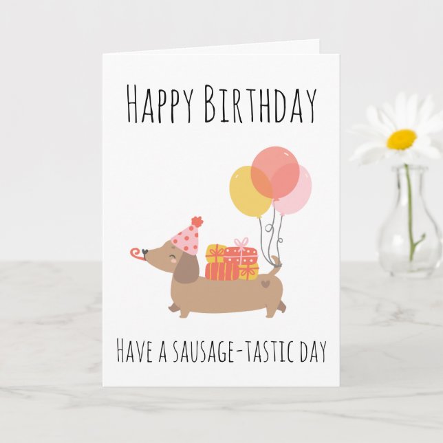 cartes d'anniversaire pour chien de saucisse (Petite plante)