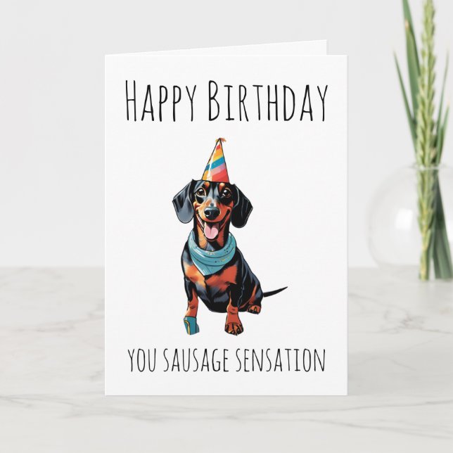 cartes d'anniversaire pour chien de saucisse (Devant)