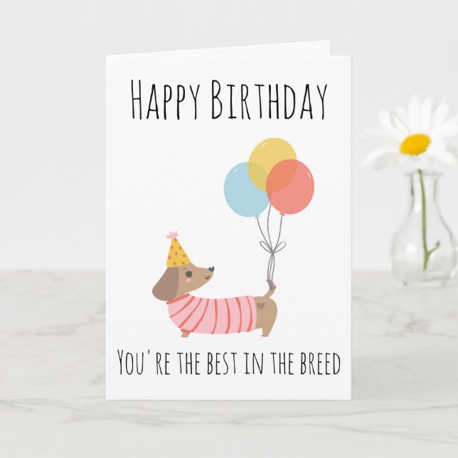 cartes d'anniversaire pour chien de saucisse (Petite plante)