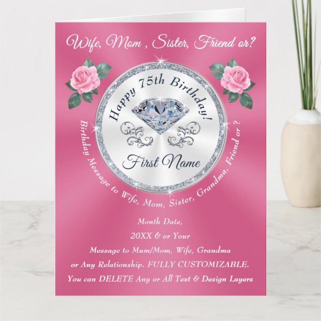 Cartes d'anniversaire pour elle, maman, femme, soe (Devant)