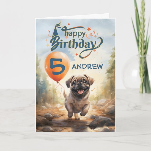 Cartes d'anniversaire pour garçon ou fille de 5 an (Devant)