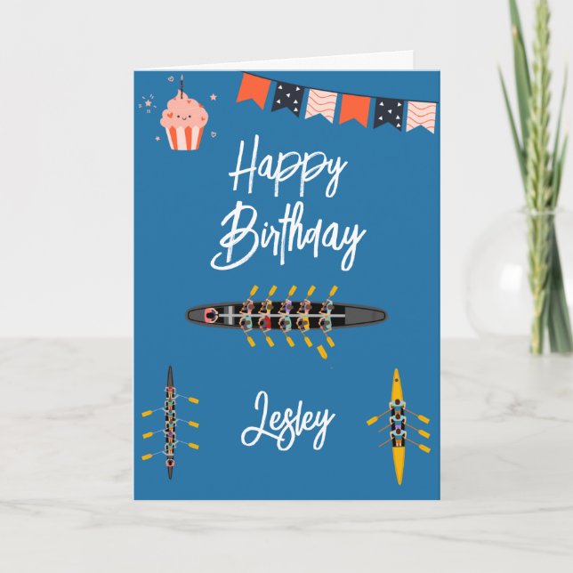 Cartes d'anniversaire pour l'équipage d'aviron Spo (Devant)