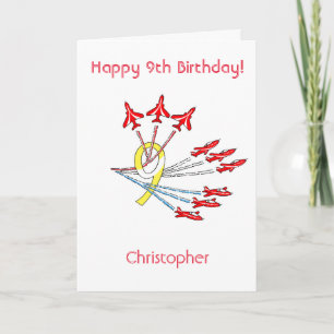 Cartes d'anniversaire pour les 9 ans - Avions à ré