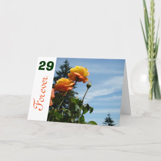 Cartes d'anniversaire Roses oranges 29 Forever Twe (Devant)