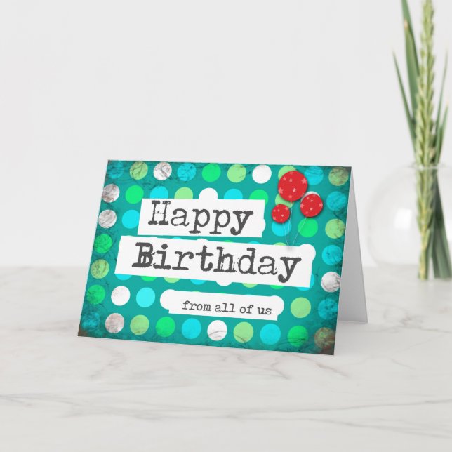 cartes d'anniversaire rouge bleu entreprise commer (Devant)