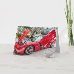 CARTES D'ANNIVERSAIRE ROUGE SPORTSCAR FLAMBOYANT