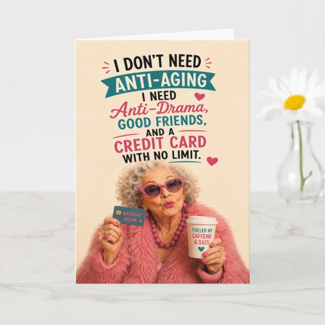 Cartes d'anniversaire Sassy Senior Amis et Cartes  (Petite plante)