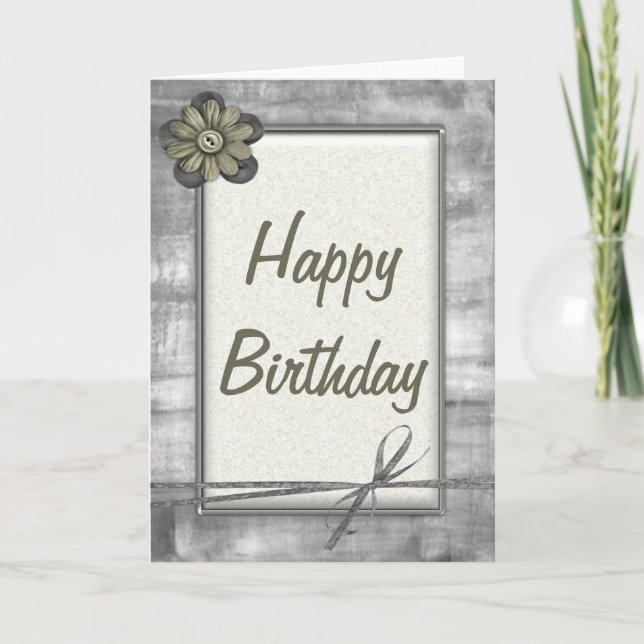 Cartes d'anniversaire Silver & Gold Ribbon & Flowe (Devant)