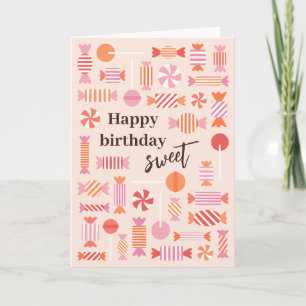Cartes d'anniversaire sucrées avec bonbons et suce