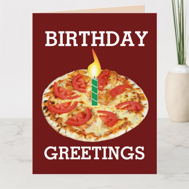 CARTES D'ANNIVERSAIRE VÉGÉTARIENNE ITALIENNE PIZZA (Devant)