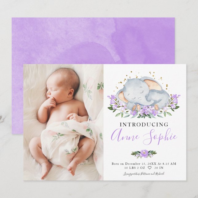 Cartes d'annonce de naissance avec photo de bébé é (Devant / Derrière)