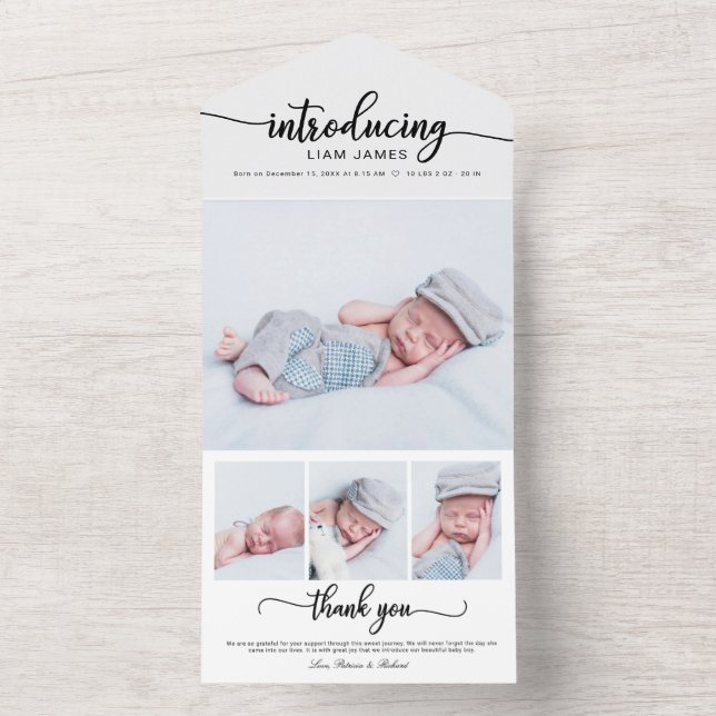 Cartes d'annonce de naissance avec photo de callig (À l'intérieur)