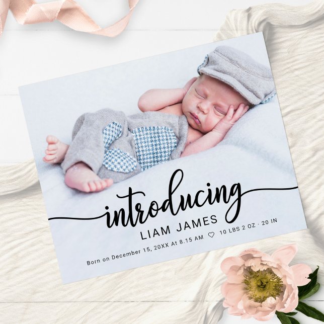 Cartes d'annonce de naissance avec photo et callig (Créateur téléchargé)