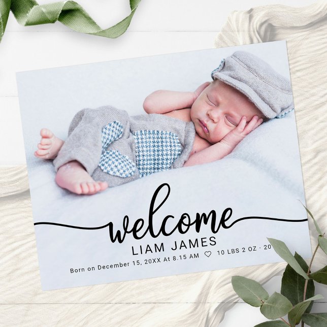 Cartes d'annonce de naissance avec photo et callig (Créateur téléchargé)