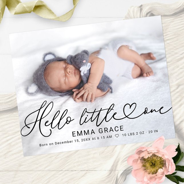 Cartes d'annonce de naissance avec un joli script  (Créateur téléchargé)