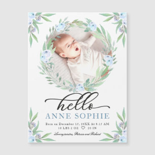 Cartes d'annonce de naissance florales avec photo