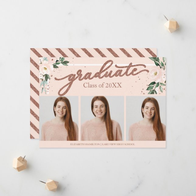Cartes d'annonce de remise de diplôme de lycée ave (Devant/Arrière en situation)