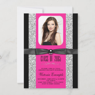 Cartes d'annonce de remise de diplôme rose vif