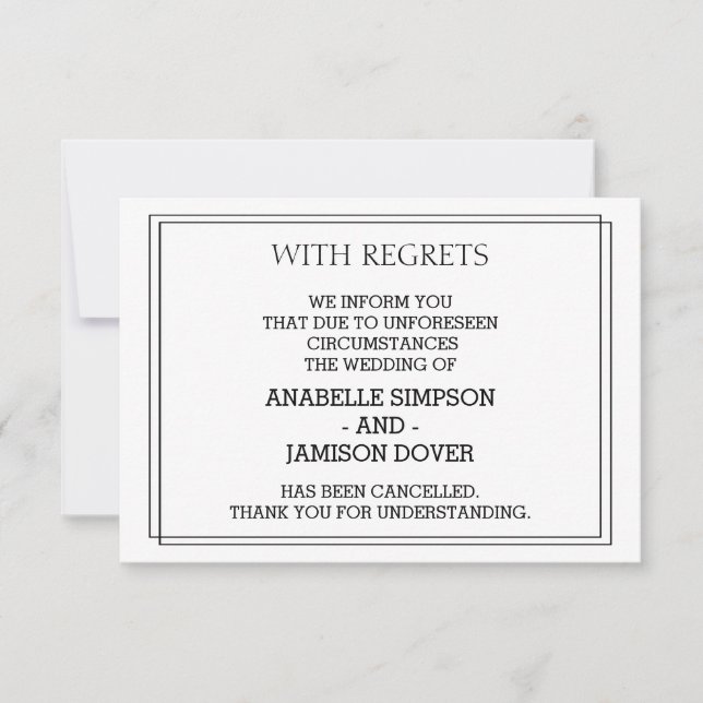 Cartes d'annulation d'annonce de mariage (Devant)