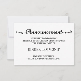 Cartes d'annulation de fête d'anniversaire