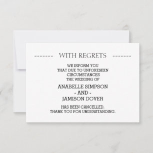 Cartes d'annulation du Faire-part mariage