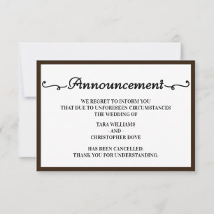 Cartes d'annulation du Faire-part mariage