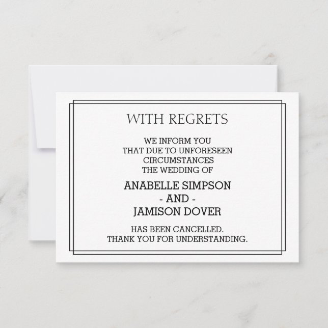 Cartes d'annulation du Faire-part mariage (Devant)