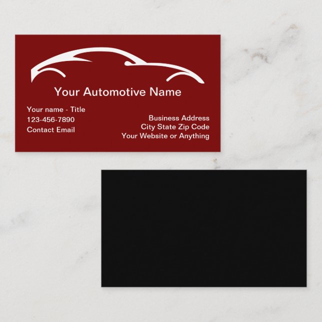 Cartes d'appel du thème d'entreprise de l'automobi (Devant / Derrière)