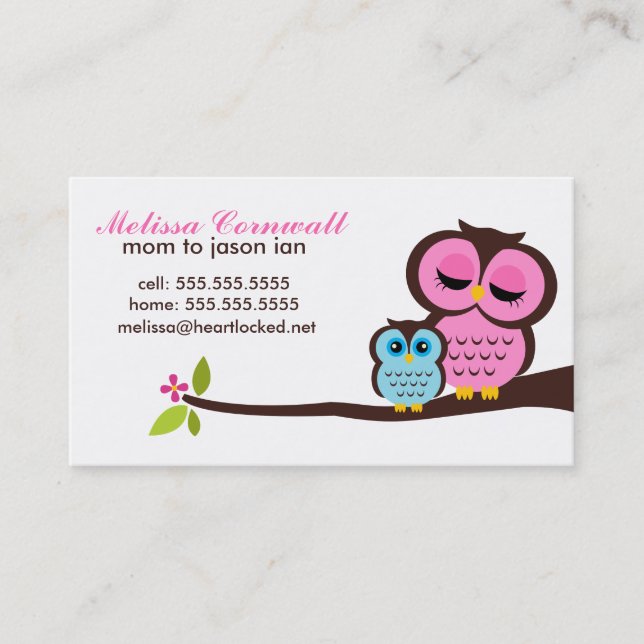 Cartes d'appel Maman et Baby Owl (Devant)