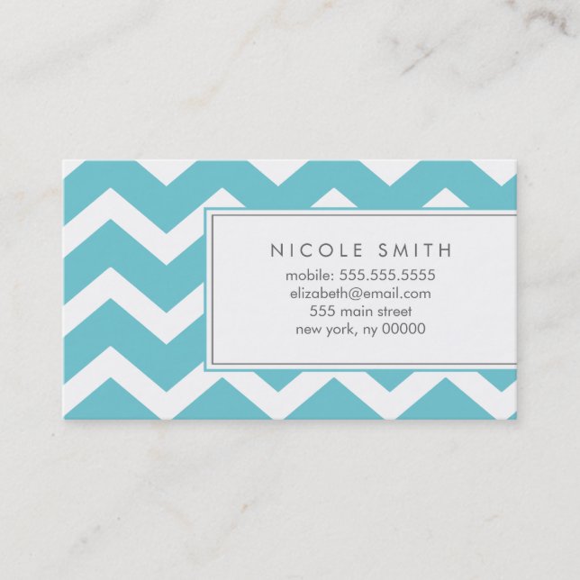 Cartes d'appel Motif Aqua Zig Zag Chevron (Devant)