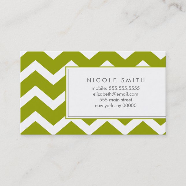 Cartes d'appel Motif Green Zig Zag Chevron (Devant)