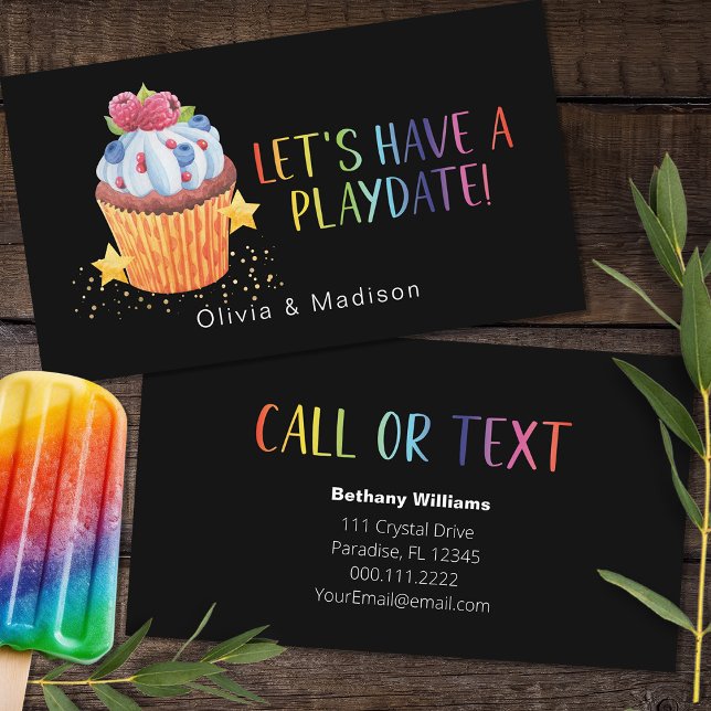 Cartes d'appel pour mamans avec cupcake aux fruits (Créateur téléchargé)