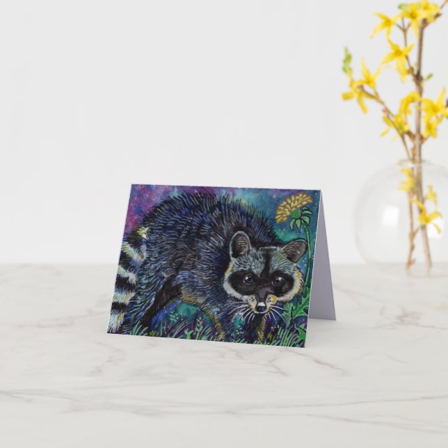 Cartes d'aquarelle Baby Racoon (Fleur jaune)