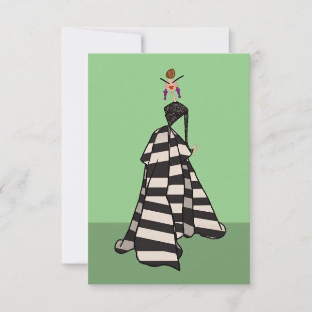 Cartes d'art de mode féminine à rayures noires et  (Devant)